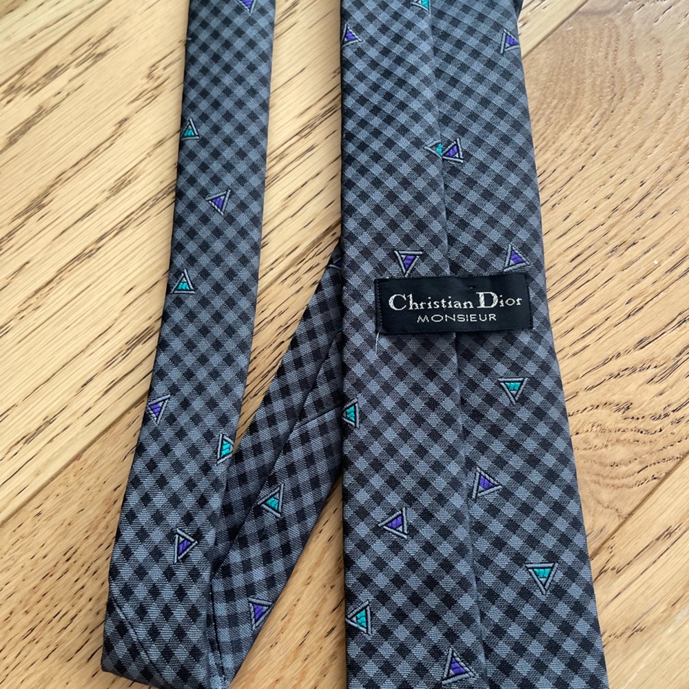 Vtg Christian Dior Monsieur Triangle Tie - Picture 6 of 6